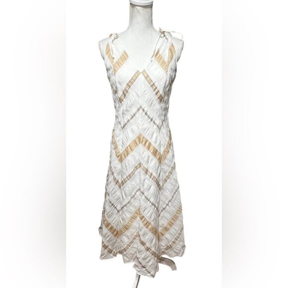 Pearl by Lela Rose textured chevron print midi dress medium - Picture 1 of 8